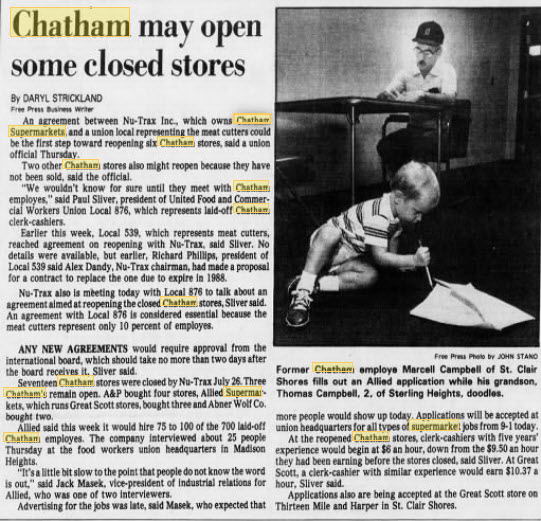 Chatham Supermarket - Aug 1986 Article On Labor Issues (newer photo)